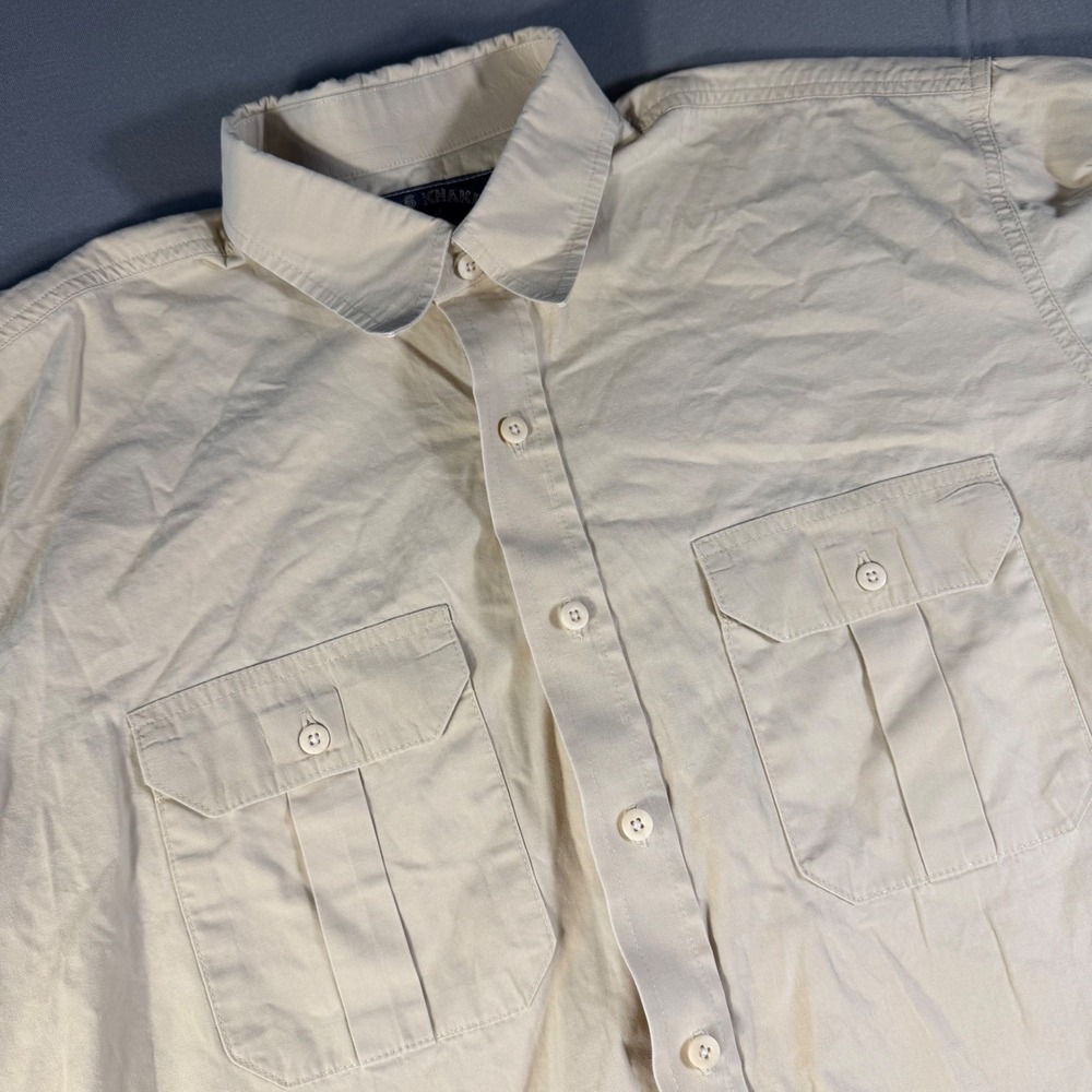 Bills Khakis Mens Large Tan Cotton Canvas Button Down Field Shirt Made in USA